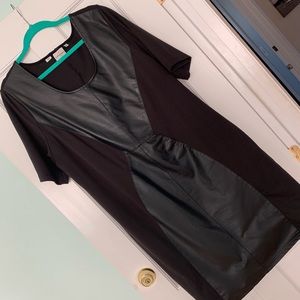 Plus Midi Dress with Faux Leather Accents